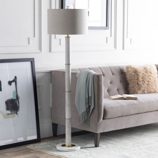 Surya Bryce White Marble Floor Lamp-1