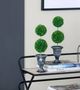 A & B Home 2-Piece Green Faux Double Ball-Shape Topiary with Black Pot Set-2