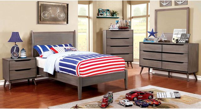Furniture of America® Lennart 5-Pieces Gray Queen Bedroom Collection-1