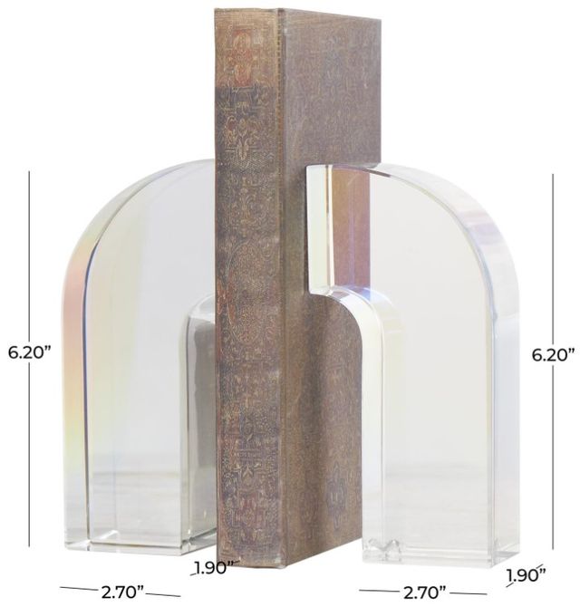 Deco Marche 2-Piece Clear Geometric Arched Bookends Set-3