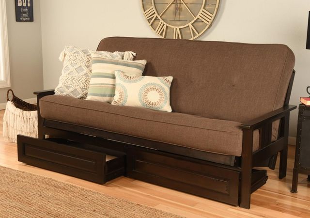 Kodiak Furniture Monterey Linen Cocoa/Espresso Full Storage Futon with Mattress-2