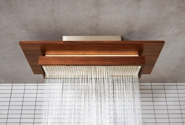 Brizo Frank Lloyd Wright® Brilliance® Polished Nickel/Wood Single-Function Raincan Shower Head with Integrated Lighting-2