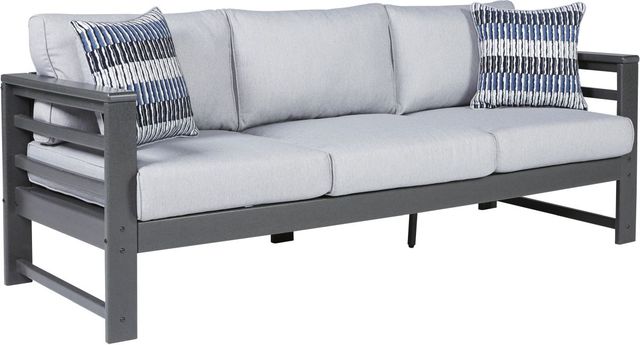 Signature Design by Ashley® Amora 4-Piece Charcoal Gray Outdoor Conversation Set-1