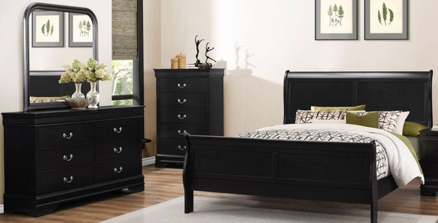American Wholesale Furniture Louis Philippe 3-Puiece Ebony Queen Bedroom Set-1