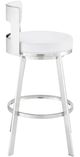 Armen Living Flynn White/Brushed Stainless Steel 30'' Bar Stool-1