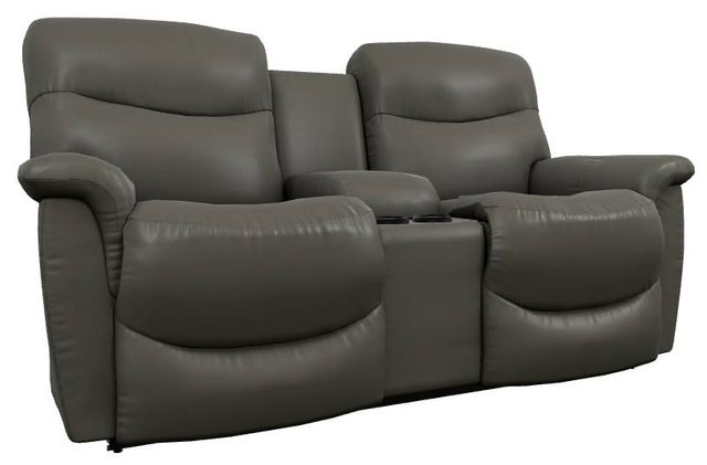 La-Z-Boy® James Charcoal Leather Manual Reclining Loveseat with Console-0