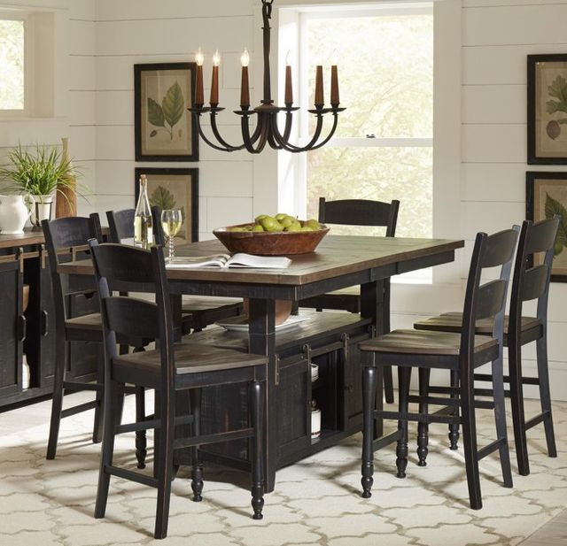 Jofran Inc. Madison County 7-Piece Vintage Black Counter Dining Set-1