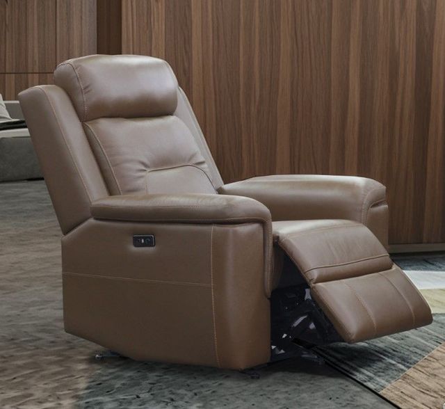 New Classic® Home Furnishings Keldon Brown Leather Power Glider Recliner with Power Footrest-1