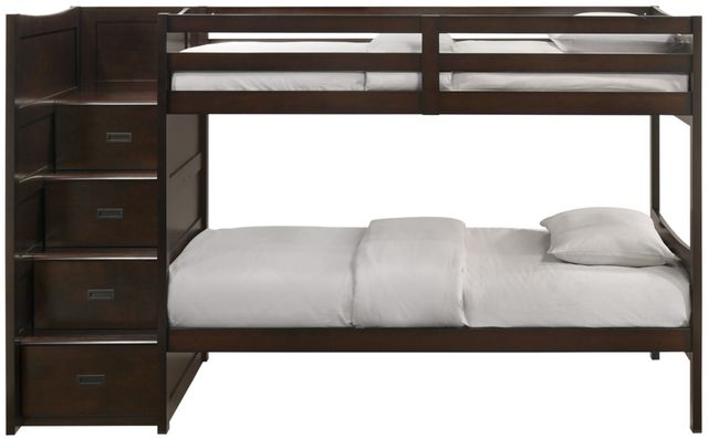 Elements International Sami Espresso Youth Twin Over Twin Step Bunk Bed with Left Headboard-2