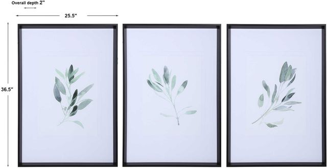 Uttermost® Emma Scarvey 3-Piece Simple Sage Framed Prints Set-2