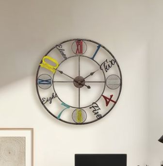 YHD Whimsical Design Black/Blue/Light Blue/Red/Yellow Wall Clock-1