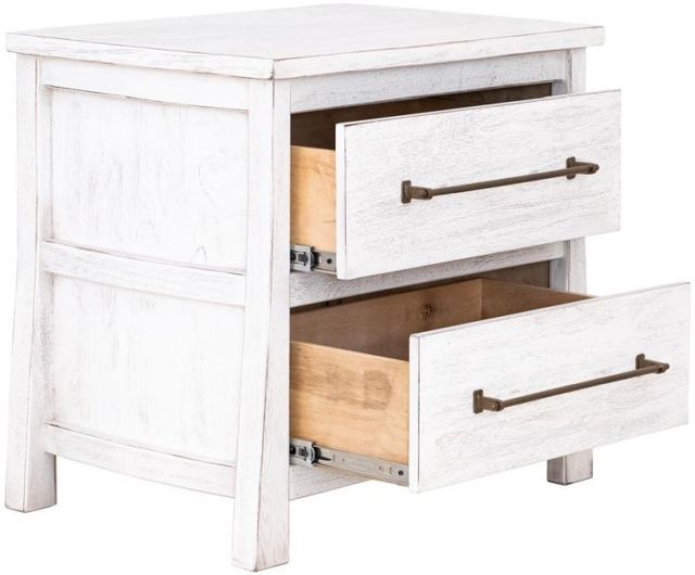International Furniture Direct White Roots White Nightstand-3