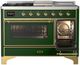Ilve® Majestic III 48" Emerald Green Pro Style Dual Fuel Liquid Propane Range with 5 Black Brass Burners and Brass Trim-3