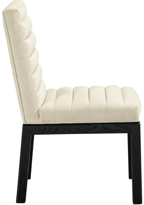 Meridian Furniture Evelyn Cream/Black Velvet Upholstered Side Chair-2