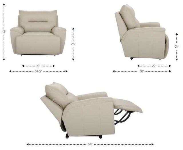 La-Z-Boy® Palmer Blue Gray Leather Power Reclining Chair and a Half with Headrest-2