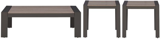 Signature Design by Ashley® Tropicava 3-Piece Taupe Outdoor Table Set-0