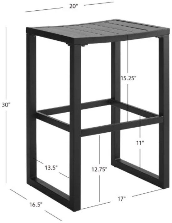 Linon Alora 2-Piece Black Aluminum Outdoor Barstool Set-2