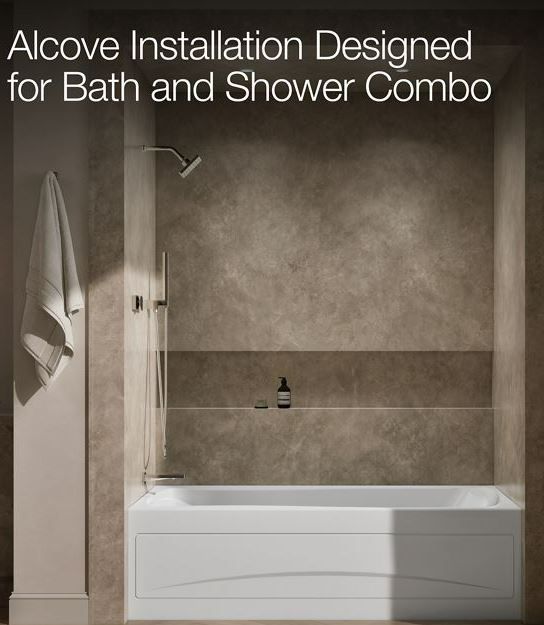 KOHLER® Mariposa® White 72" x 36" Alcove Heated Whirlpool Bath - Left Drain-3