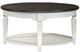 Liberty Furniture Allyson Park Charcoal Round Cocktail Table with Wirebrushed White Base-0