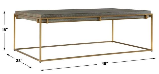 Uttermost® Surround Dark Walnut Coffee Table with  Brushed Brass Frame-2