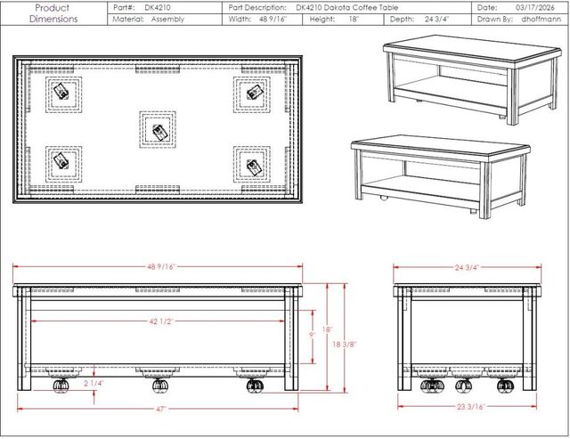 Legends Home Dakota Whiskey Coffee Table-2
