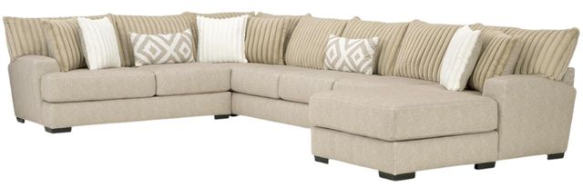 Albany Industries 4-Piece Tweed Toast Right-Arm Facing Chaise Sectional -0