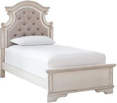 Signature Design by Ashley® Realyn Chipped White Twin Upholstered Panel Bed
