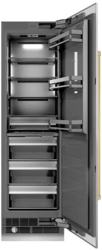 ZLINE Autograph Edition 24" 12.5 Cu. Ft. Stainless Steel Column Refrigerator with Graphite Gray Interior and Champagne Bronze Accents-1