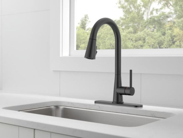 Peerless Precept® Matte Black Single Handle Pull-Down Lever Kitchen Faucet-1