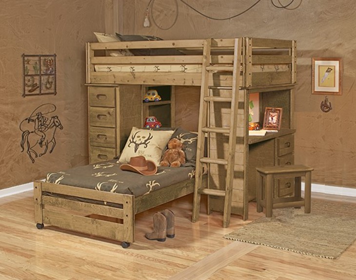 Trendwood Bunkhouse Bronco 3 Piece Loft Twin over Twin Youth Bedroom Set Idaho Falls Blackfoot