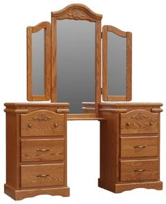 Wolfcraft Furniture Vintage Brown Tall Vanity with Mirror