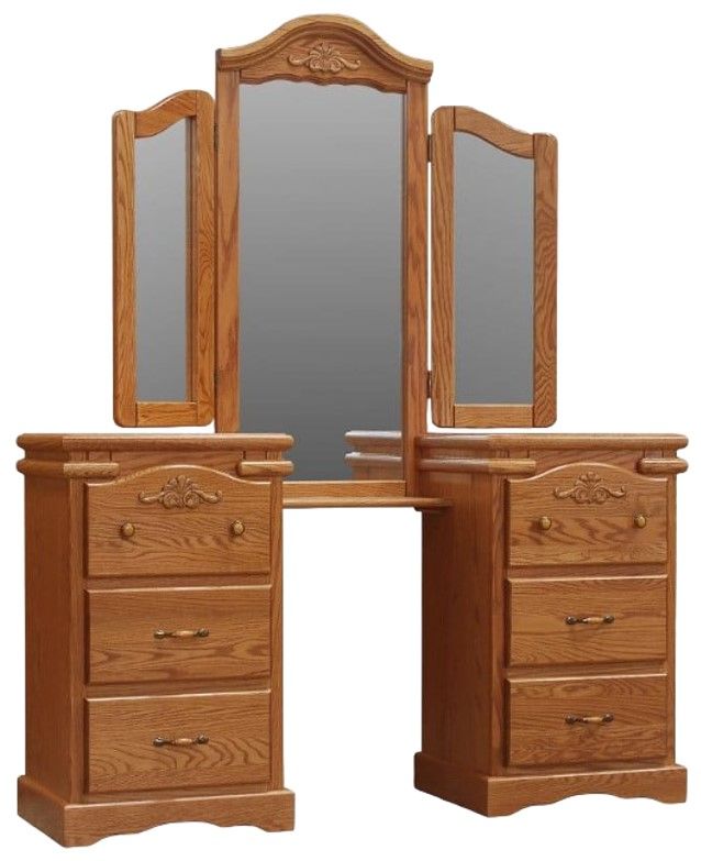 Wolfcraft Furniture Vintage Brown Tall Vanity with Mirror-0