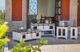International Furniture Direct Pueblo White Sofa Table with Medium Brown Top and Shelf -2