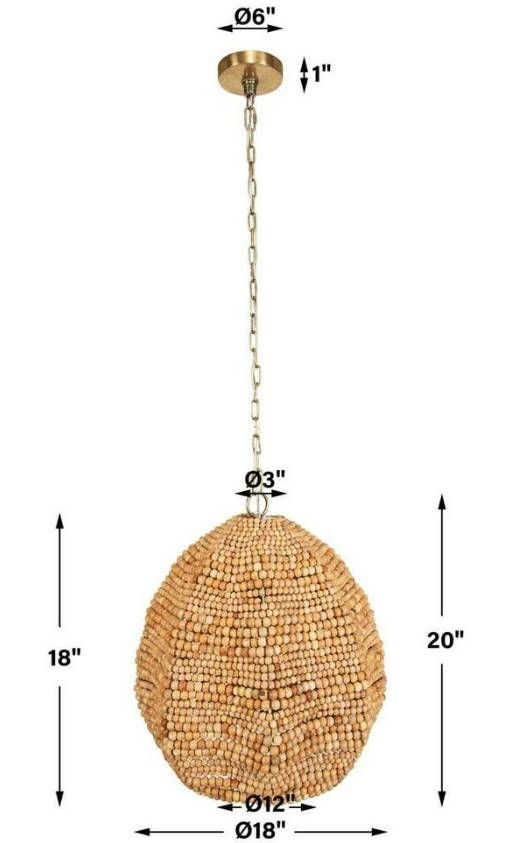 Uttermost® Kauri Natural Wooden Beads Small Pendant-2