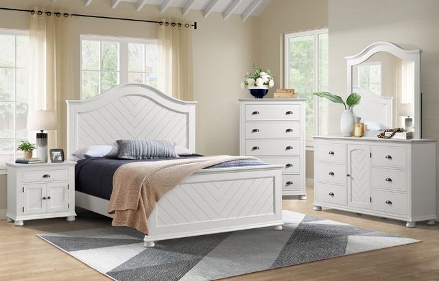Elements International Kona White Queen Panel Bed-3