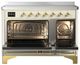 Ilve® Majestic III 48" Antique White Pro Style Induction Range with Solid Door and Brass Trim-1