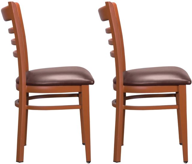 Linon Kara 2-Piece Burgandy/Dark Honey Vinyl Metal Side Chairs-4