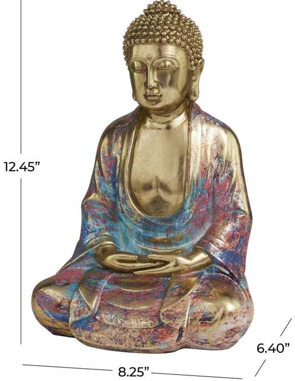 Deco Marche Multi-Colored 12" Buddha Sculpture-3