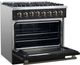 FORNO® Galiano 36" Stainless Steel Pro Style Dual Fuel Range with Black Door with Antique Brass Accents-1