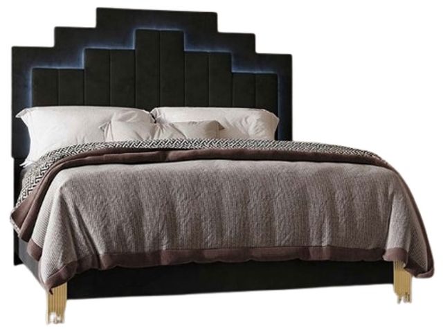 New Classic® Home Furnishings Empire Black Queen Upholstered Panel Bed-0