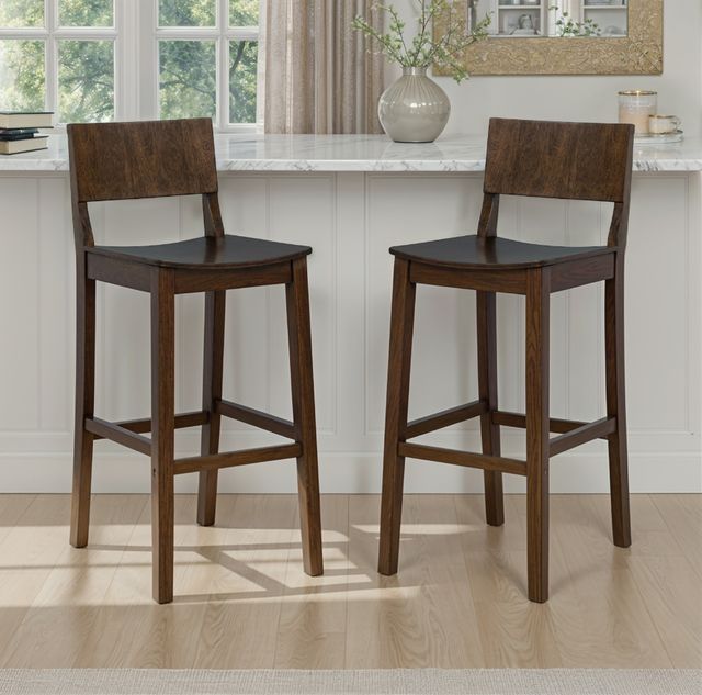 Linon Kentucky 2-Piece Walnut Barstool Set-1