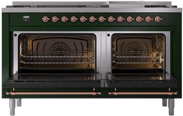 Ilve® Nostalgie II Series 60" Emerald Green Pro Style Dual Fuel Range-1