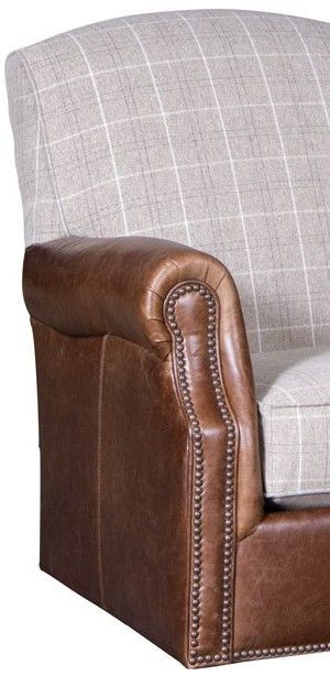 Mayo Furniture Customizable Leather and Fabric Swivel Chair with Nailhead Trim-1