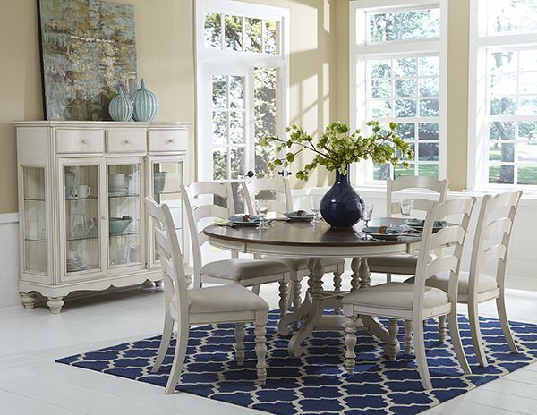 HH2 Home Pine Island Old White/Dark Pine Round Table-1