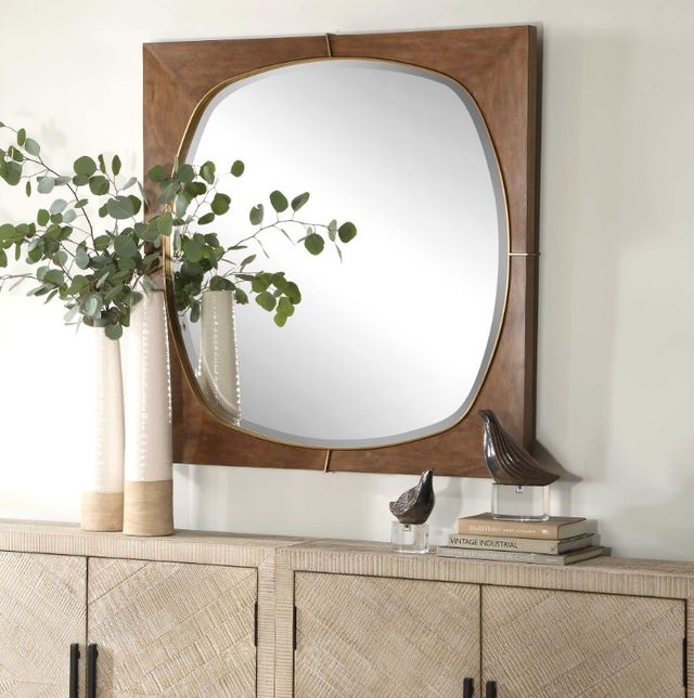 Uttermost® Garonne Antique Walnut Square Mirror-2