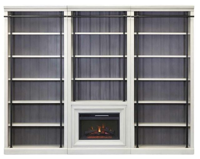 Martin Furniture Toulouse 3-Piece Rustic White Fireplace Bookcase-1