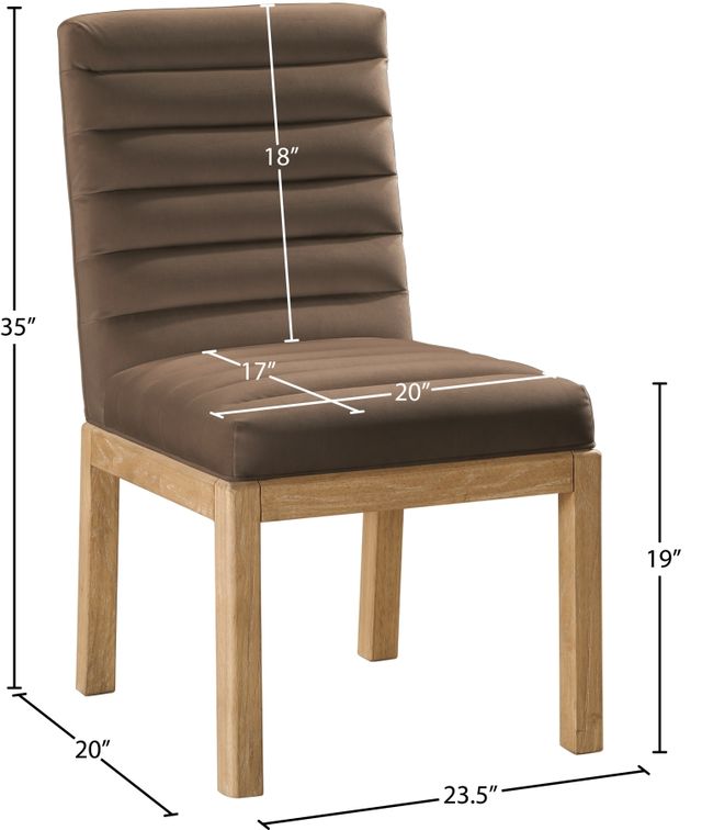 Meridian Furniture Evelyn Brown/Natural Velvet Upholstered Side Chair-2