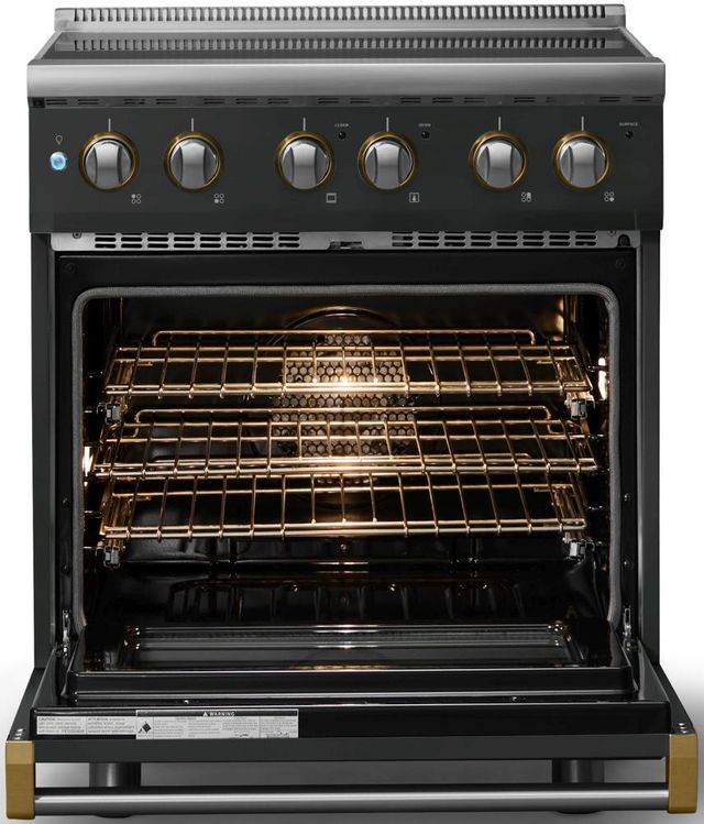 Viking® 5 Series 30" Valentine Pro Style Electric Range with Brushed Brass Trim-1