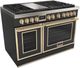 Fulgor Milano® Evoque 400 Series 48” Matte Black Pro Style Dual Fuel Range with Brushed Brass Trim-0