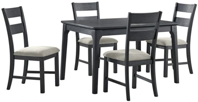 Elements International Garcia 5-Piece Black Rectangular Dining Set-0
